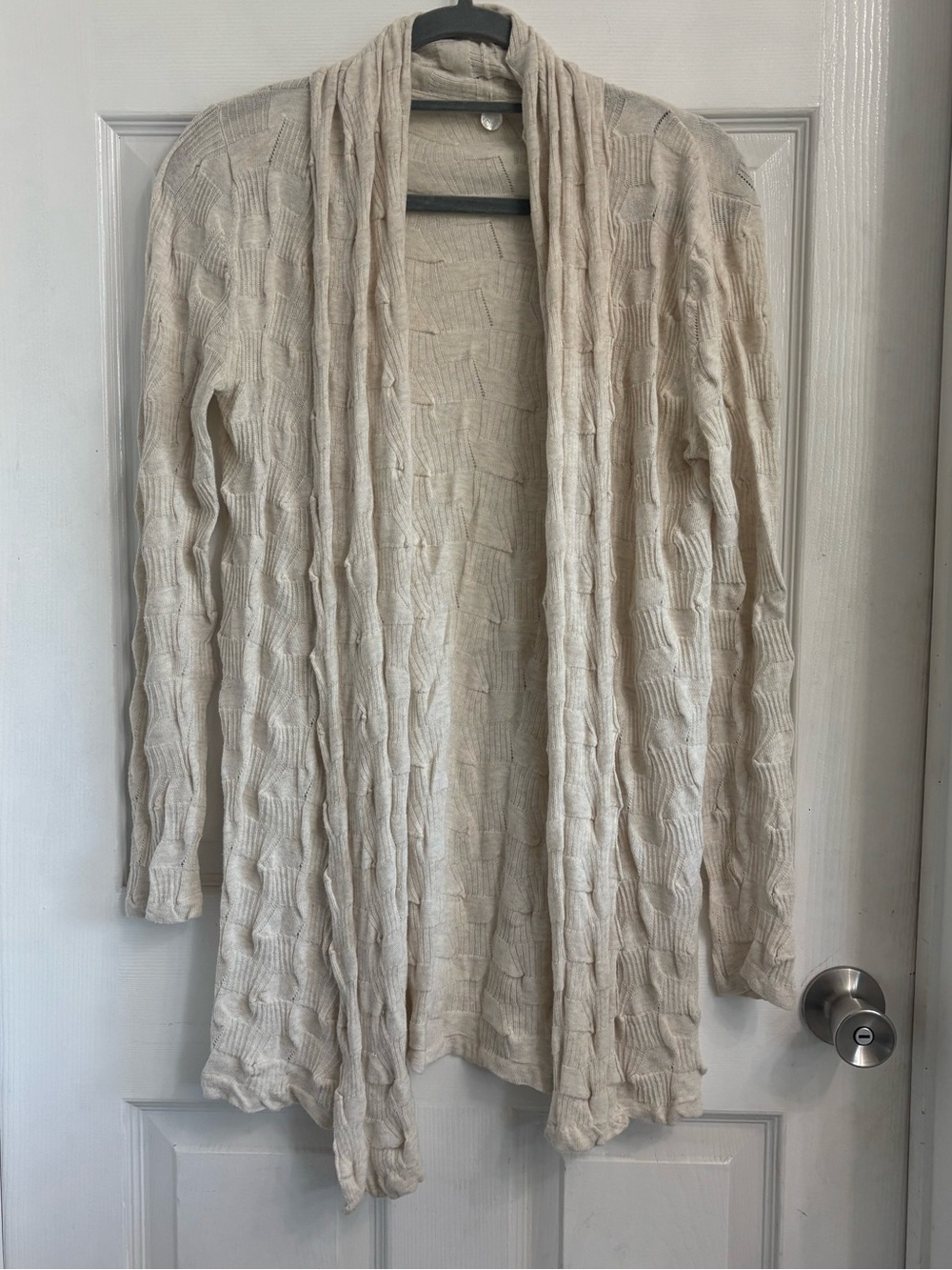 Margaret O’Leary Thin Open-Front Knit Cardigan Sweater - Cream Small